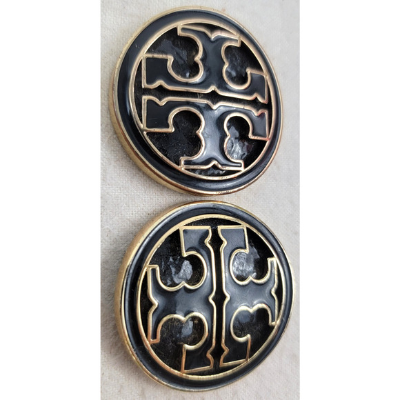 Tory Burch Gold Metal Logos Medallions Buttons Set of 4 Shoes Bag Upcycle Repair - Picture 5 of 6